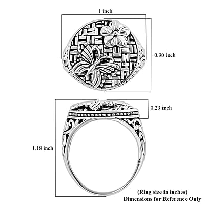 Bali Legacy Butterfly Ring in Sterling Silver (Size 10.0) 8.35 Grams