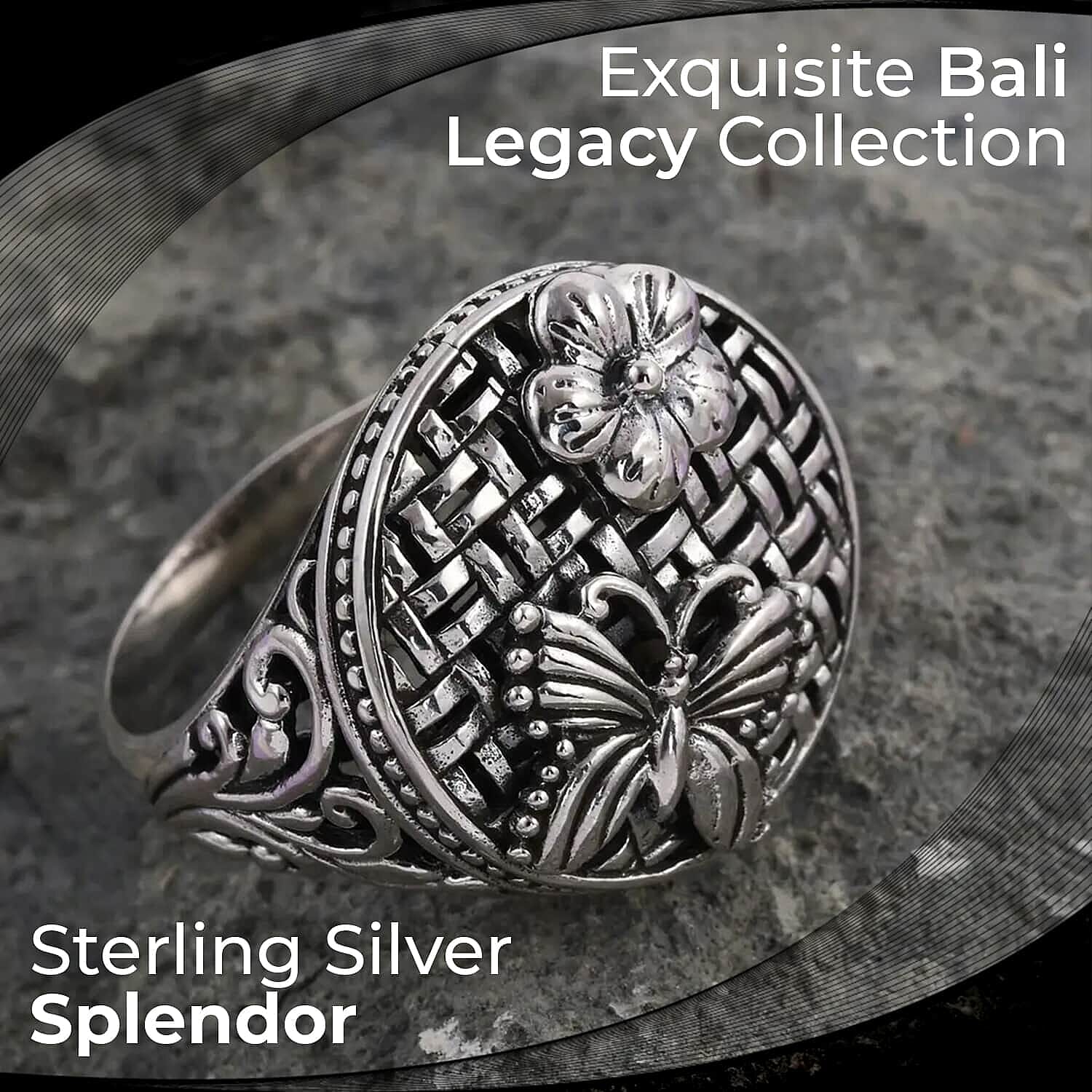 Bali Legacy Butterfly Ring in Sterling Silver (Size 5.0) 8.35 Grams