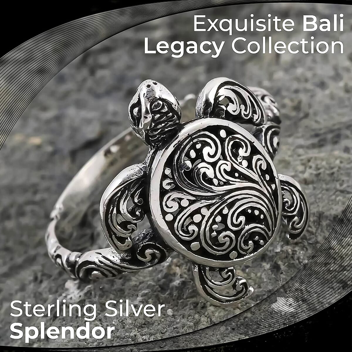Bali Legacy Turtle Ring in Sterling Silver, Silver Ring, Jewelry For Her 4 Grams (Size 7) image number 1