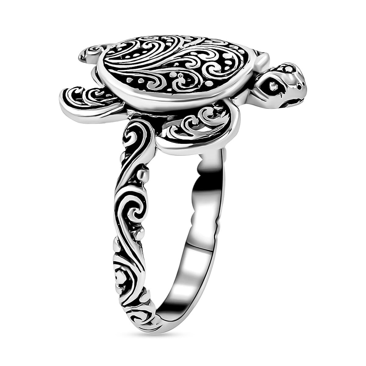 Bali Legacy Turtle Ring in Sterling Silver, Silver Ring, Jewelry For Her 4 Grams (Size 7) image number 3