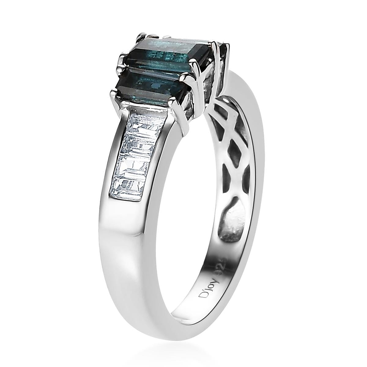 Premium Monte Belo Indicolite and White Topaz Ring in Platinum Over Sterling Silver (Size 6.0) 1.25 ctw image number 3