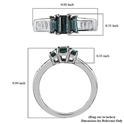 Premium Monte Belo Indicolite and White Topaz Ring in Platinum Over Sterling Silver (Size 8.0) 1.25 ctw