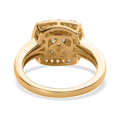 Golden Tanzanite, Natural Champagne and White Zircon Ring in Vermeil Yellow Gold Over Sterling Silver (Size 10.0) 1.15 ctw