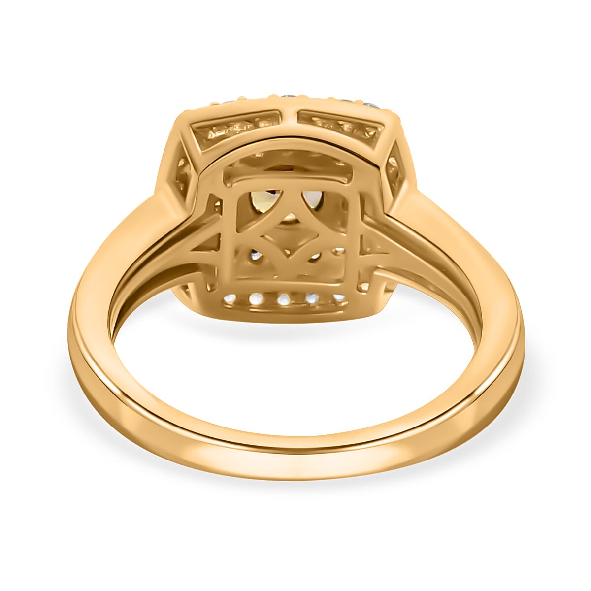 Golden Tanzanite, Natural Champagne and White Zircon Ring in Vermeil Yellow Gold Over Sterling Silver (Size 7.0) 1.15 ctw image number 4