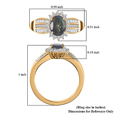 Iliana 18K Yellow Gold AAA Narsipatnam Alexandrite and G-H SI Diamond Ring (Size 7.0) 4.35 Grams 1.50 ctw