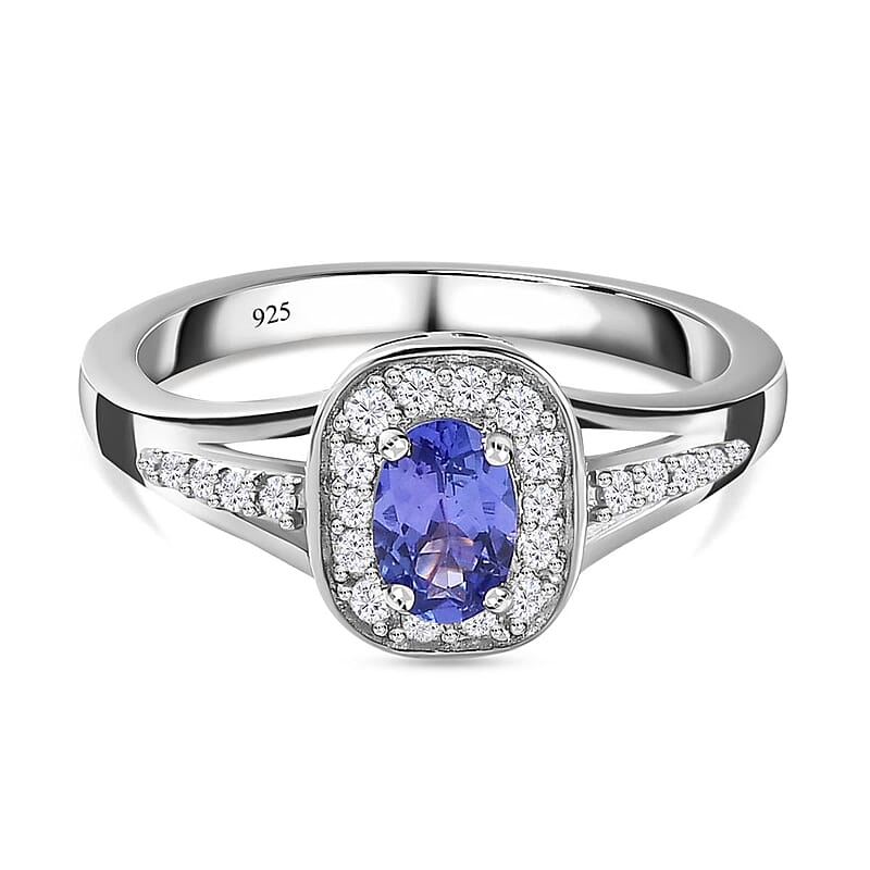 Tanzanite and Multi Gemstone 0.78 ctw Ring in Platinum Over Sterling Silver (Size 10)