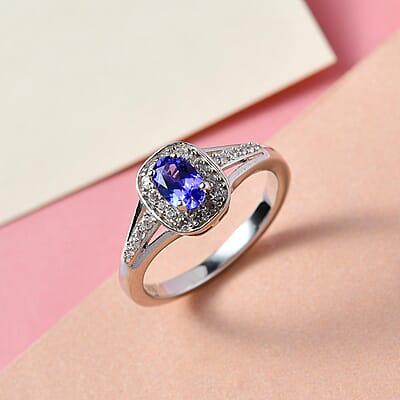 Tanzanite and Multi Gemstone 0.78 ctw Ring in Platinum Over Sterling Silver (Size 10)