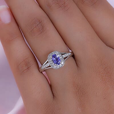 Tanzanite and Multi Gemstone 0.78 ctw Ring in Platinum Over Sterling Silver (Size 10)