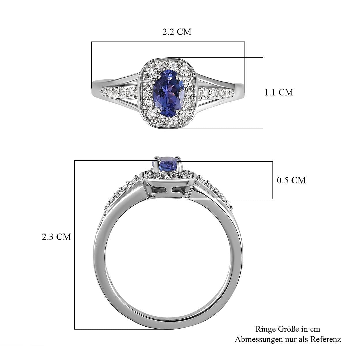 Tanzanite and Multi Gemstone 0.78 ctw Ring in Platinum Over Sterling Silver (Size 10)