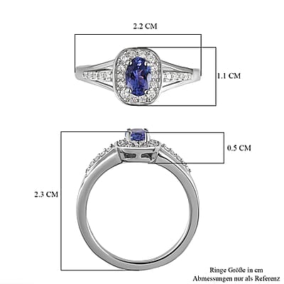 Tanzanite and Multi Gemstone 0.78 ctw Ring in Platinum Over Sterling Silver (Size 10)