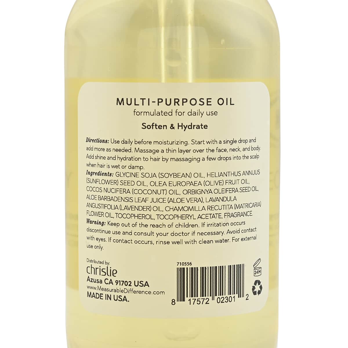 MEASURABLE DIFFERENCE Peony Hydrating Body Oil 4 fl oz (Made in USA) image number 2