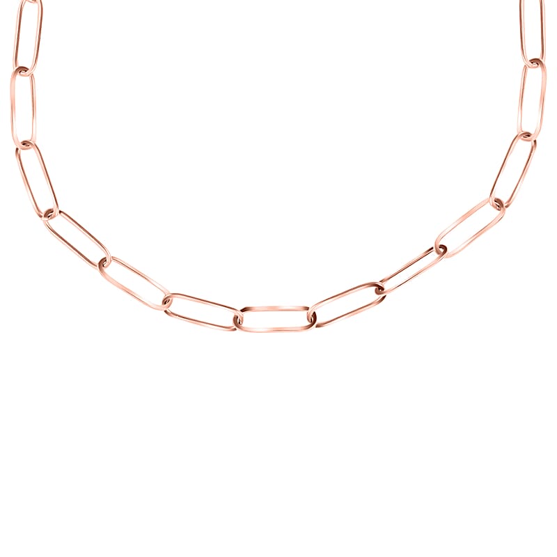 EverTrue Paper Clip Chain Necklace in ION Plated Rose Gold Stainless Steel 16 Inches