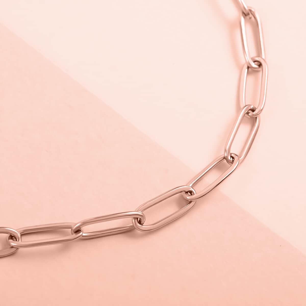 EVER TRUE Paper Clip Chain Necklace in ION Plated Rose Gold Stainless Steel 16 Inches image number 1