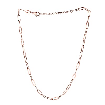 EverTrue Paper Clip Chain Necklace in ION Plated Rose Gold Stainless Steel 16 Inches