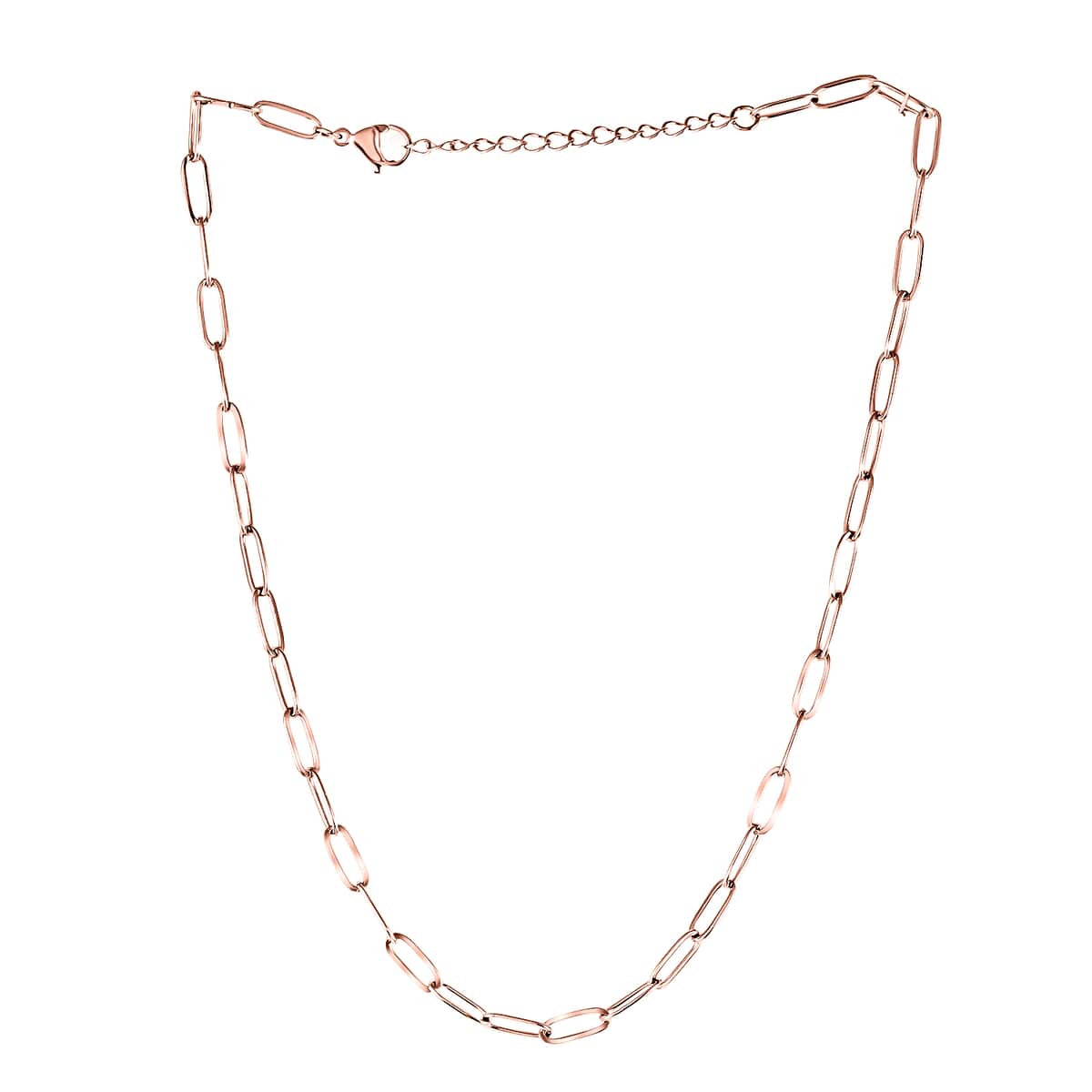 EVER TRUE Paper Clip Necklace 16 Inches in ION Plated Rose Gold Stainless Steel image number 2
