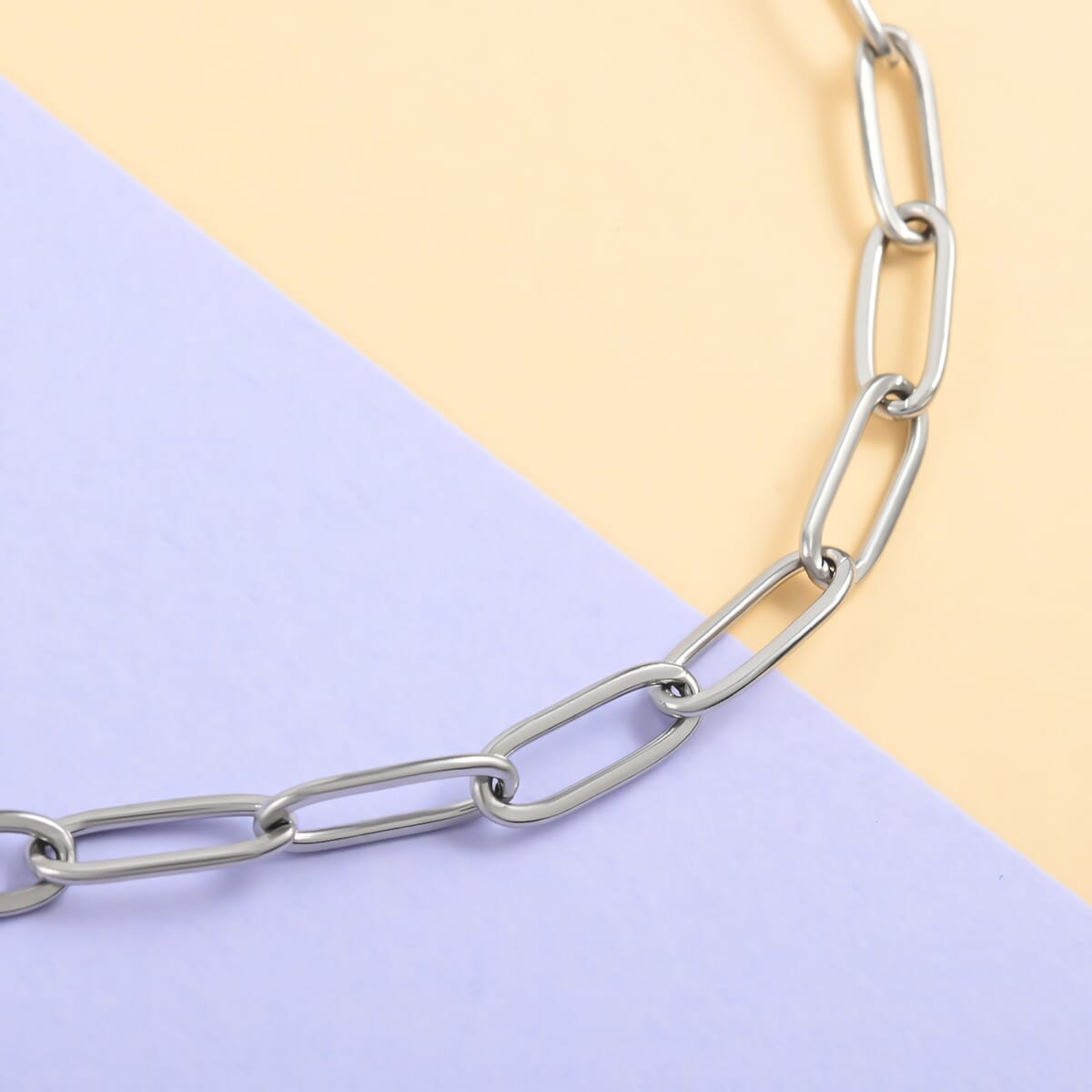 Paper Clip Chain Necklace in Stainless Steel 16 Inches image number 1