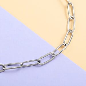 Paper Clip Chain Necklace in Stainless Steel 16 Inches