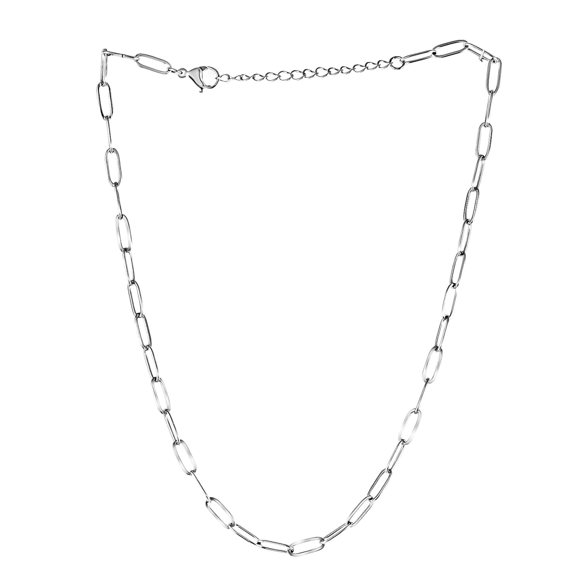Paper Clip Chain Necklace in Stainless Steel 16 Inches image number 2