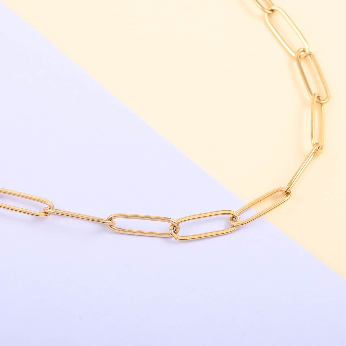 EVER TRUE Paper Clip Chain Necklace in ION Plated Yellow Gold Stainless Steel 20 Inches image number 1