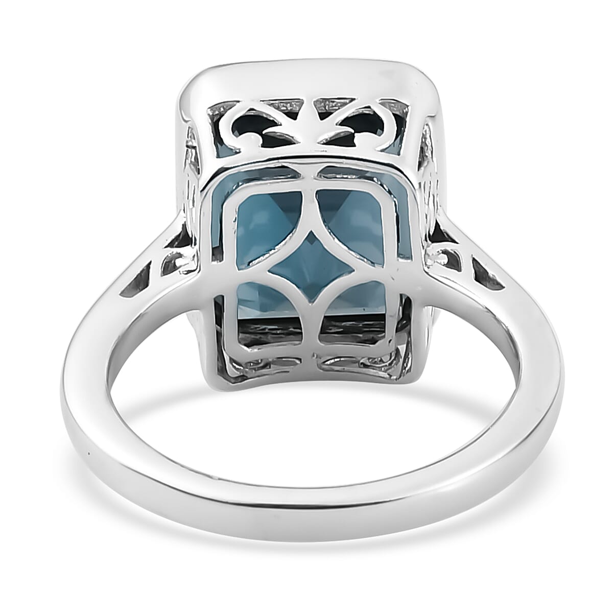 London Blue Topaz Cocktail Ring in Platinum Over Sterling Silver (Size 8.0) 7.65 ctw image number 4