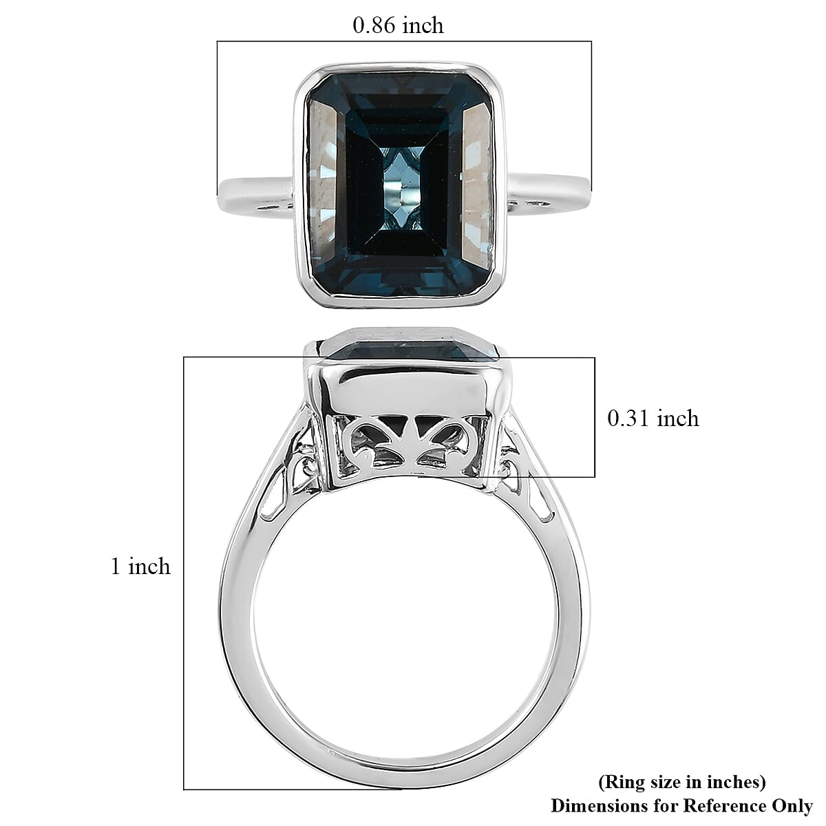 London Blue Topaz Cocktail Ring in Platinum Over Sterling Silver (Size 8.0) 7.65 ctw image number 5