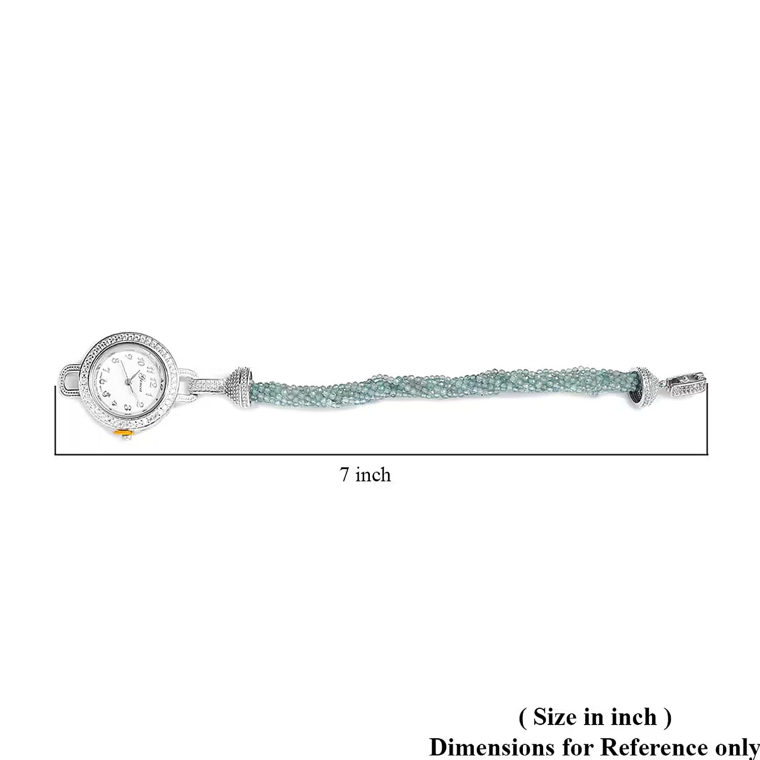 Genoa Miyota Japanese Movement Apatite, White Zircon 61.00 ctw Beaded Multi Strand Bracelet Watch (8.0 in)