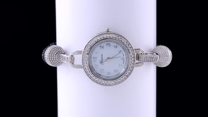 GENOA Miyota Japanese Movement Natural Thai Black Spinel, Natural White Zircon Beaded Multi Strand Bracelet Watch (7.00 In) 71.00 ctw