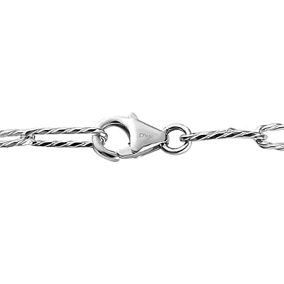 Artisan Crafted Peruvian Opalina Paper Clip Chain Station Necklace 18 Inches in Sterling Silver 42.75 ctw