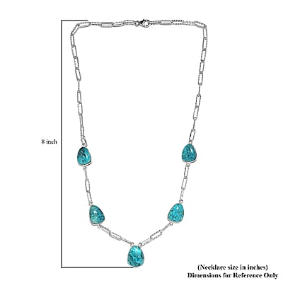 Artisan Crafted Peruvian Opalina Paper Clip Chain Station Necklace 18 Inches in Sterling Silver 42.75 ctw