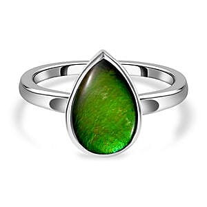 Ammolite 2.27 ctw Ring in Platinum Over Sterling Silver (Size 9)