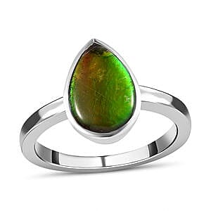 Ammolite 2.27 ctw Ring in Platinum Over Sterling Silver (Size 9)