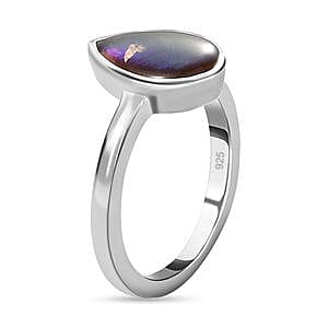 Ammolite 2.27 ctw Ring in Platinum Over Sterling Silver (Size 9)