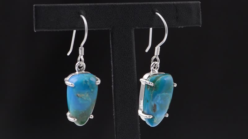 Artisan Crafted Peruvian Opalina Dangle Earrings in Sterling Silver 15.90 ctw