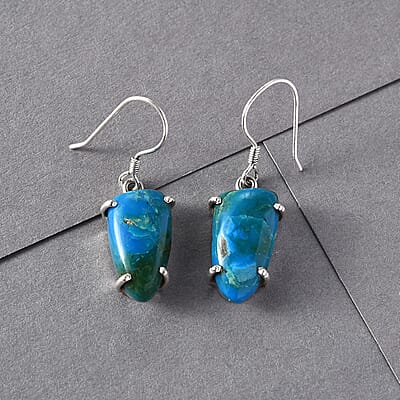 Artisan Crafted Peruvian Opalina Dangle Earrings in Sterling Silver 15.90 ctw