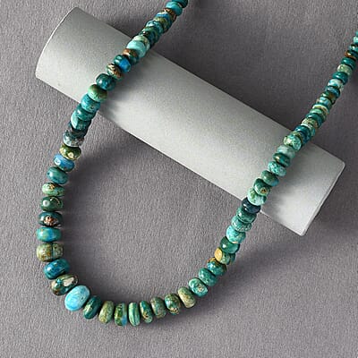 Peruvian Opalina 105.10 ctw Beaded Necklace 18-20 Inches in Rhodium Over Sterling Silver