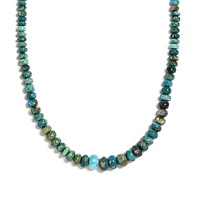 Peruvian Opalina 105.10 ctw Beaded Necklace 18-20 Inches in Rhodium Over Sterling Silver