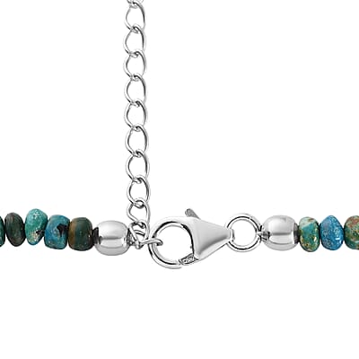 Peruvian Opalina 105.10 ctw Beaded Necklace 18-20 Inches in Rhodium Over Sterling Silver