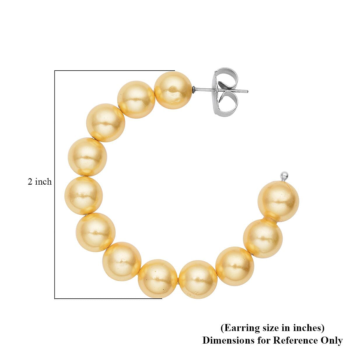Golden Shell Pearl J-Hoop Earrings in Stainless Steel image number 2
