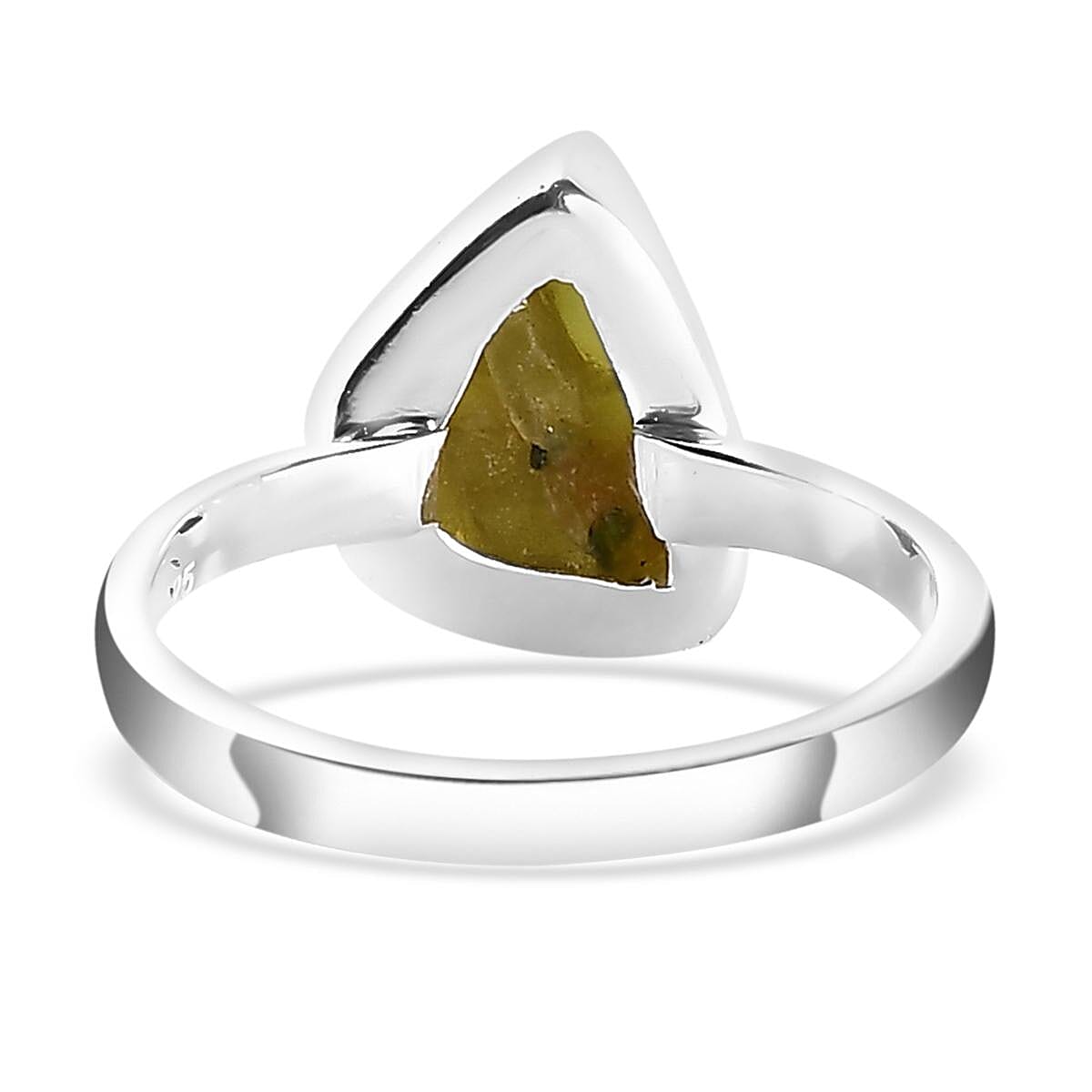 Artisan Crafted Rough Cut Arizona Peridot Solitaire Ring in Sterling Silver (Size 10.0) 4.60 ctw