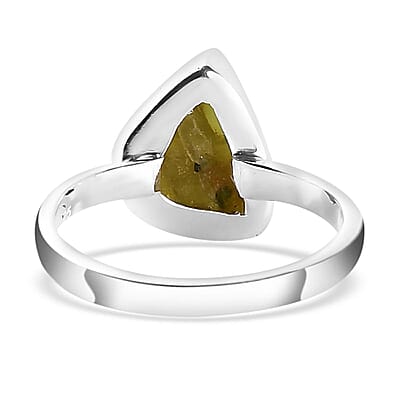 Artisan Crafted Rough Cut Arizona Peridot Solitaire Ring in Sterling Silver (Size 10.0) 4.60 ctw