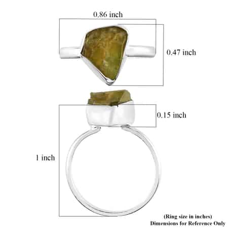 Artisan Crafted Rough Cut Arizona Peridot Solitaire Ring in Sterling Silver (Size 7.0) 4.60 ctw image number 5