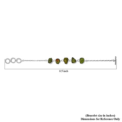 Artisan Crafted Rough Cut Arizona Peridot Toggle Clasp Bracelet in Sterling Silver (7.25 In) 22.60 ctw