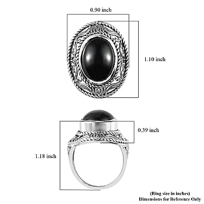 Thai Black Spinel Solitaire Ring in Sterling Silver (Size 10.0) 13.30 ctw
