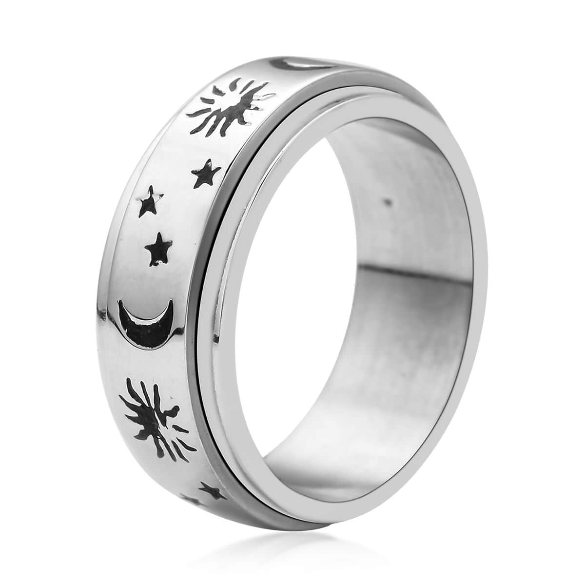 Enameled Celestial Spinner Band Ring in Stainless Steel (Size 10.0) image number 3