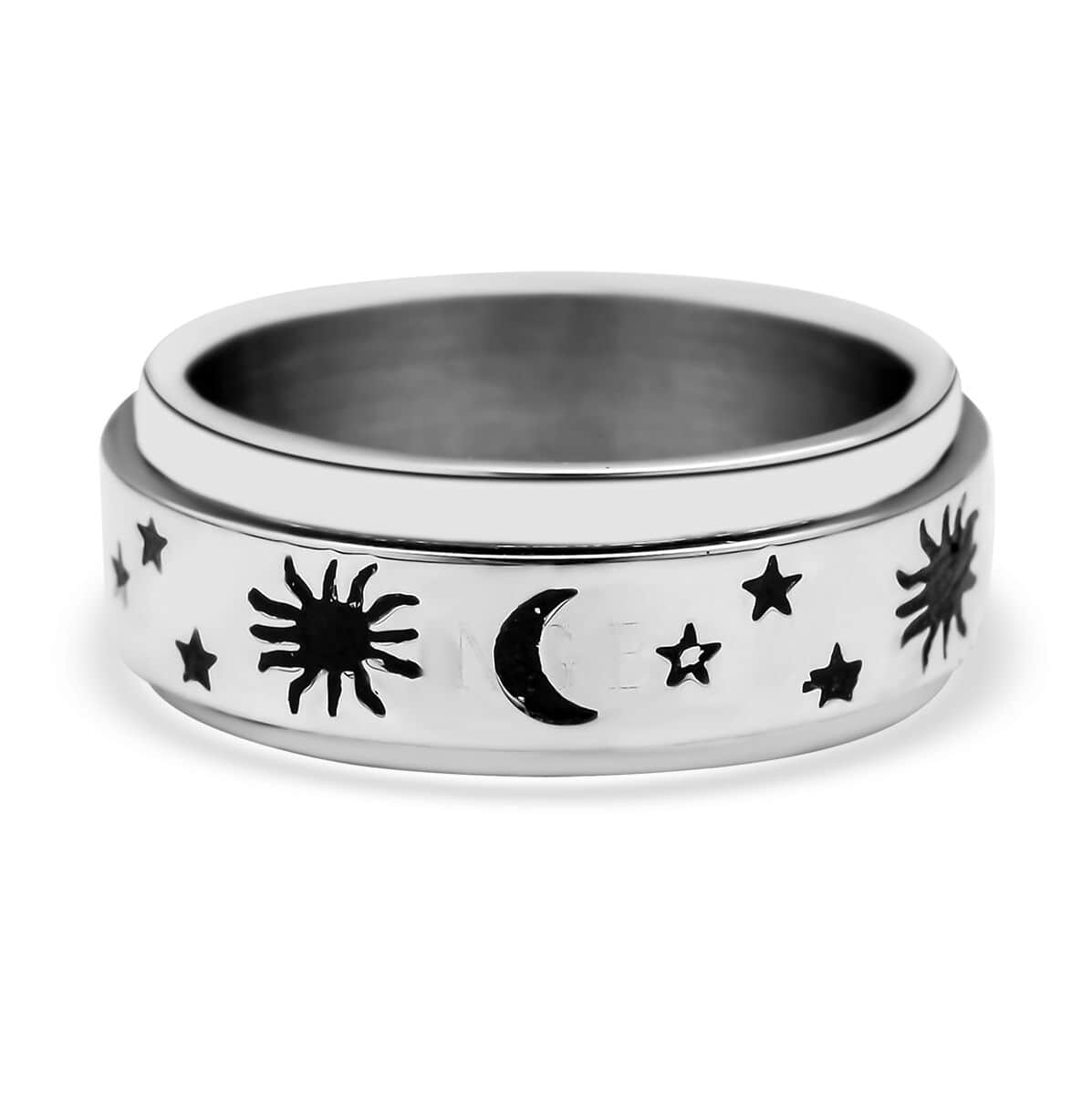 Enameled Celestial Spinner Band Ring in Stainless Steel (Size 10.0) image number 4