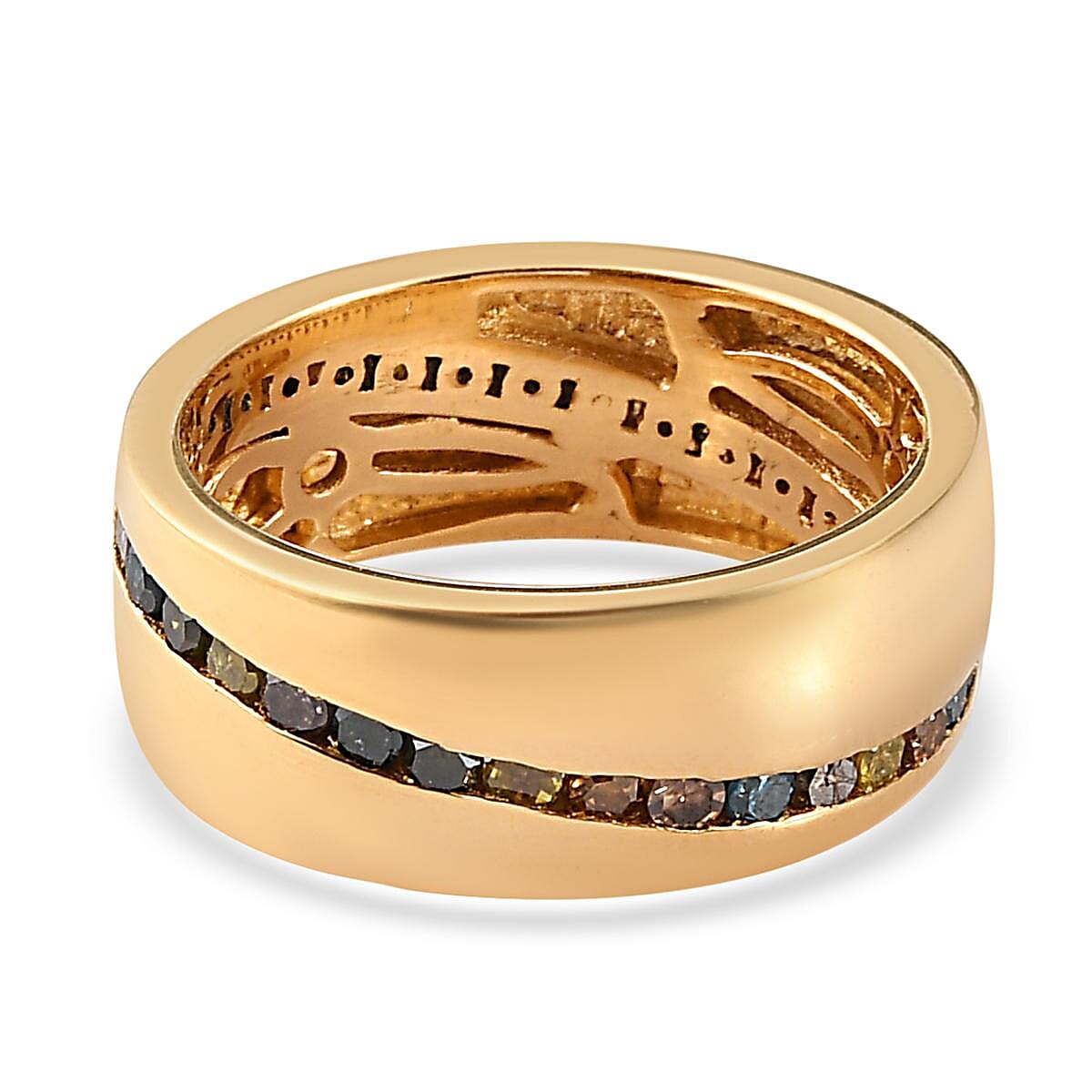 Multi Diamond Full Wave Eternity Ring in Vermeil Yellow Gold Over Sterling Silver (Size 7.0) 1.00 ctw