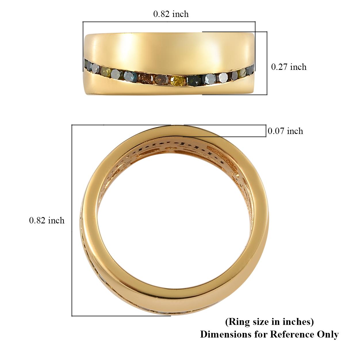 Multi Diamond Full Wave Eternity Ring in Vermeil Yellow Gold Over Sterling Silver (Size 7.0) 1.00 ctw
