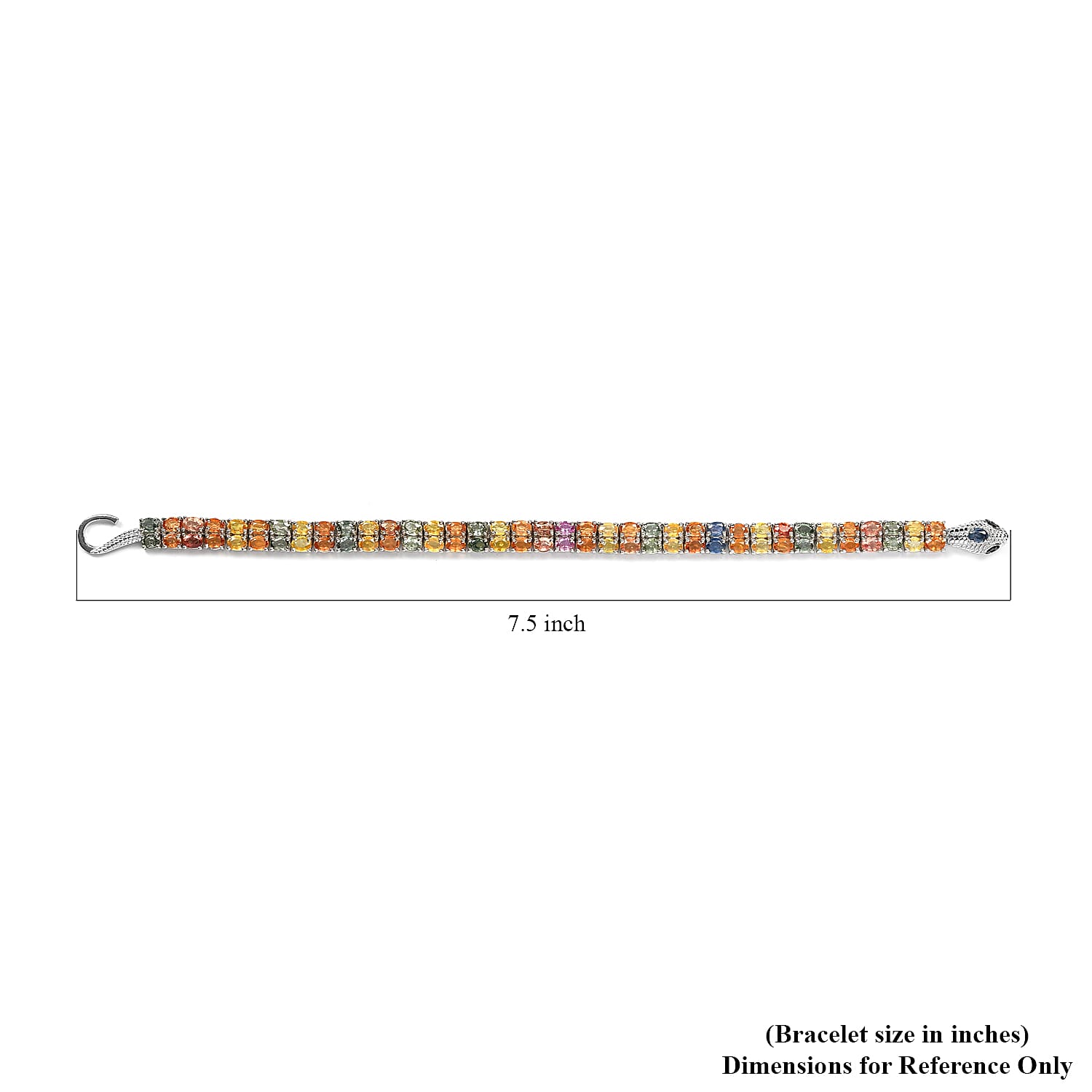 Multi Sapphire and Thai Black Spinel Double-Row Double-Row Tennis Bracelet in Platinum Over Sterling Silver (7.25 In) 16.20 ctw