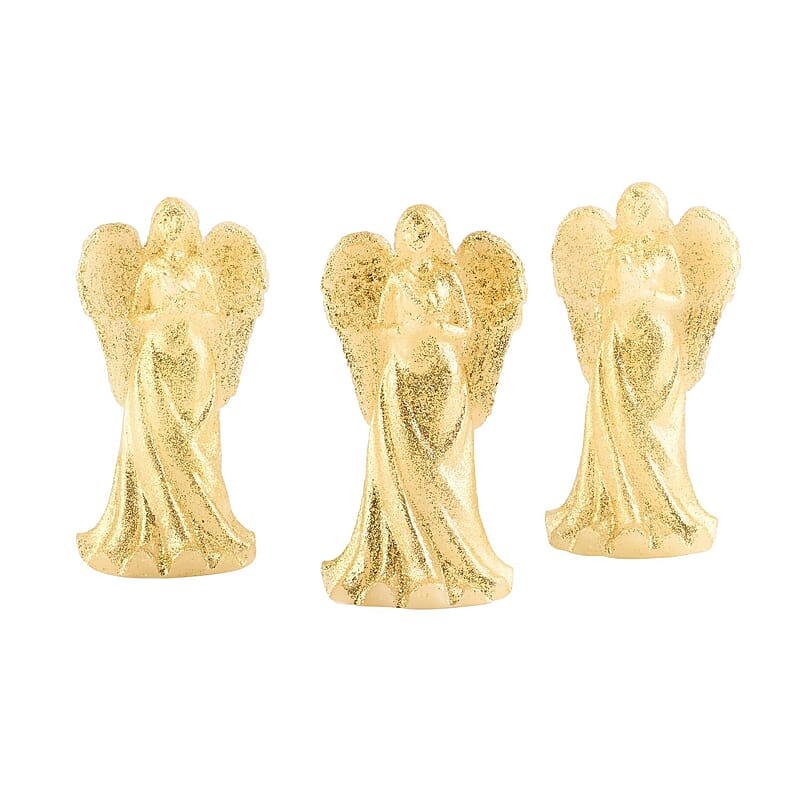 Closeout Set of 3 Wax Angels with LED Light