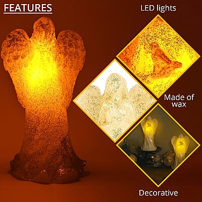 Closeout Set of 3 Wax Angels with LED Light